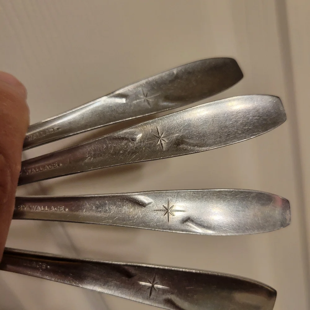 Atomic Northern Star Spoons (4)~ Stainless by Wallace ~ Vintage ~ Retro ~ 1960s?